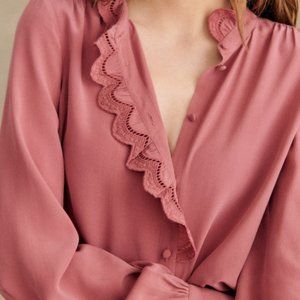 Sezane Chloe blouse rosewood NWT sz 36-4-2